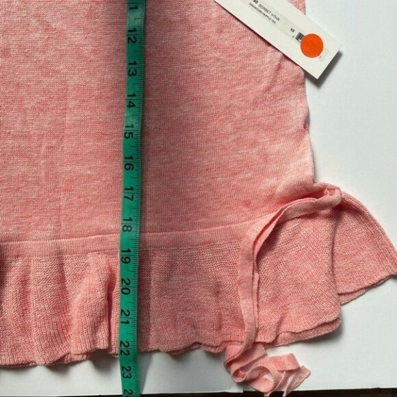 White + Warren Linen Drawcord Ruffle Tee Pink Size X-Size NWT - Picture 7 of 9